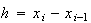 $h=x_{i}-x_{i-1}$
